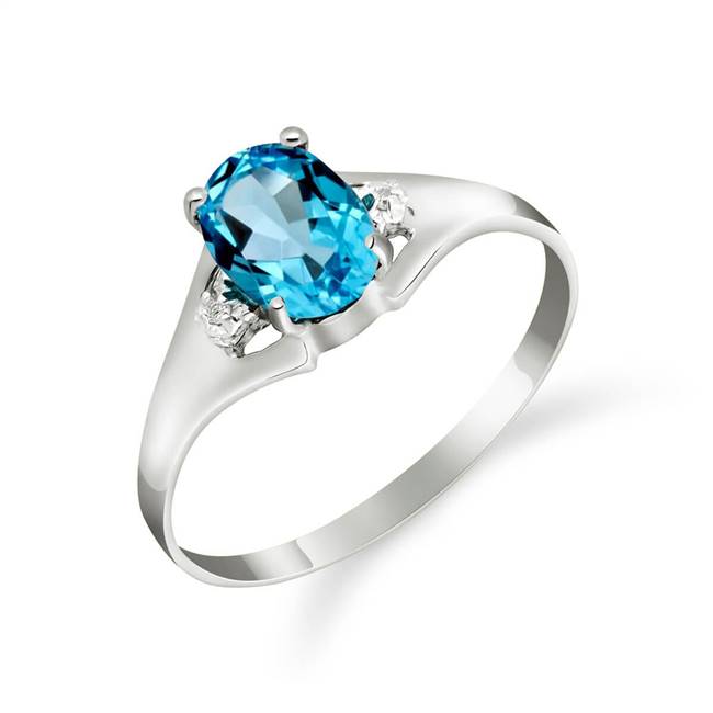 White Gold Ring Diamond Blue Topaz