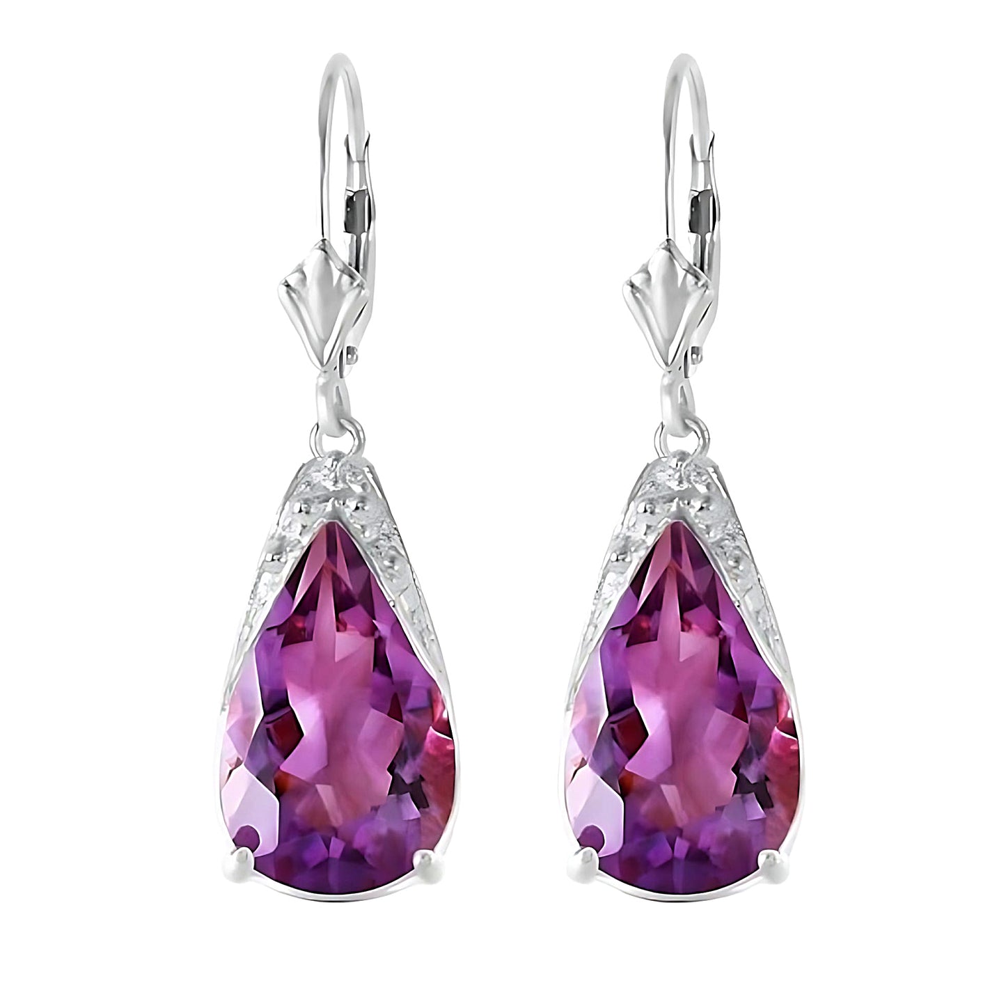 Gold Leverback Earrings Amethyst