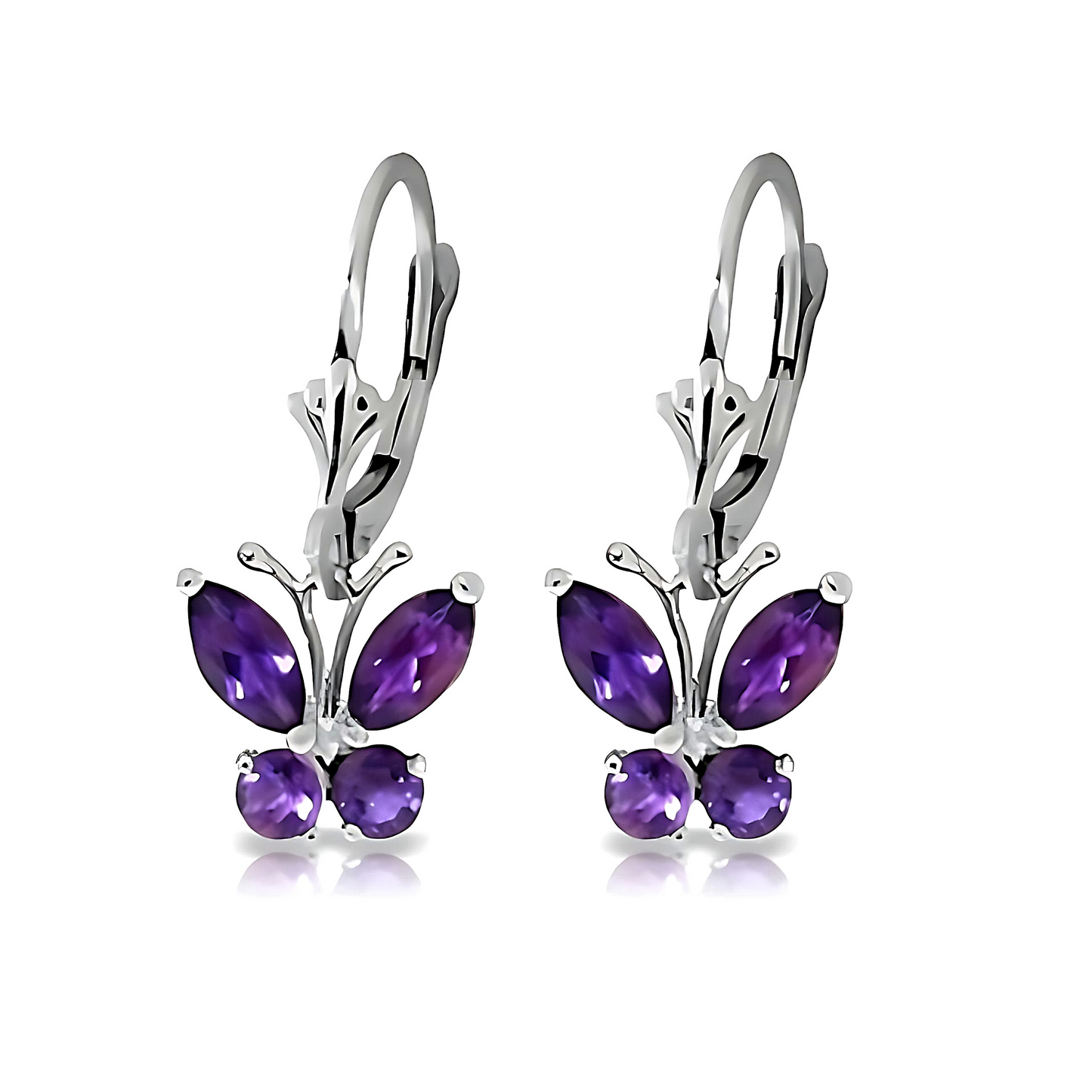 Gold Butterfly Earrings Amethyst
