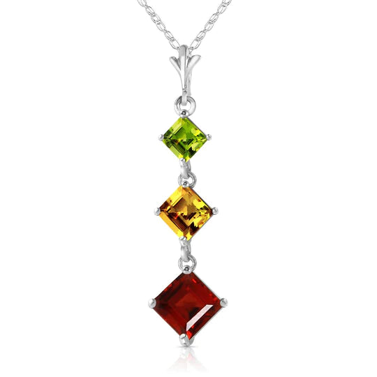 Gold Necklace Citrine Garnet