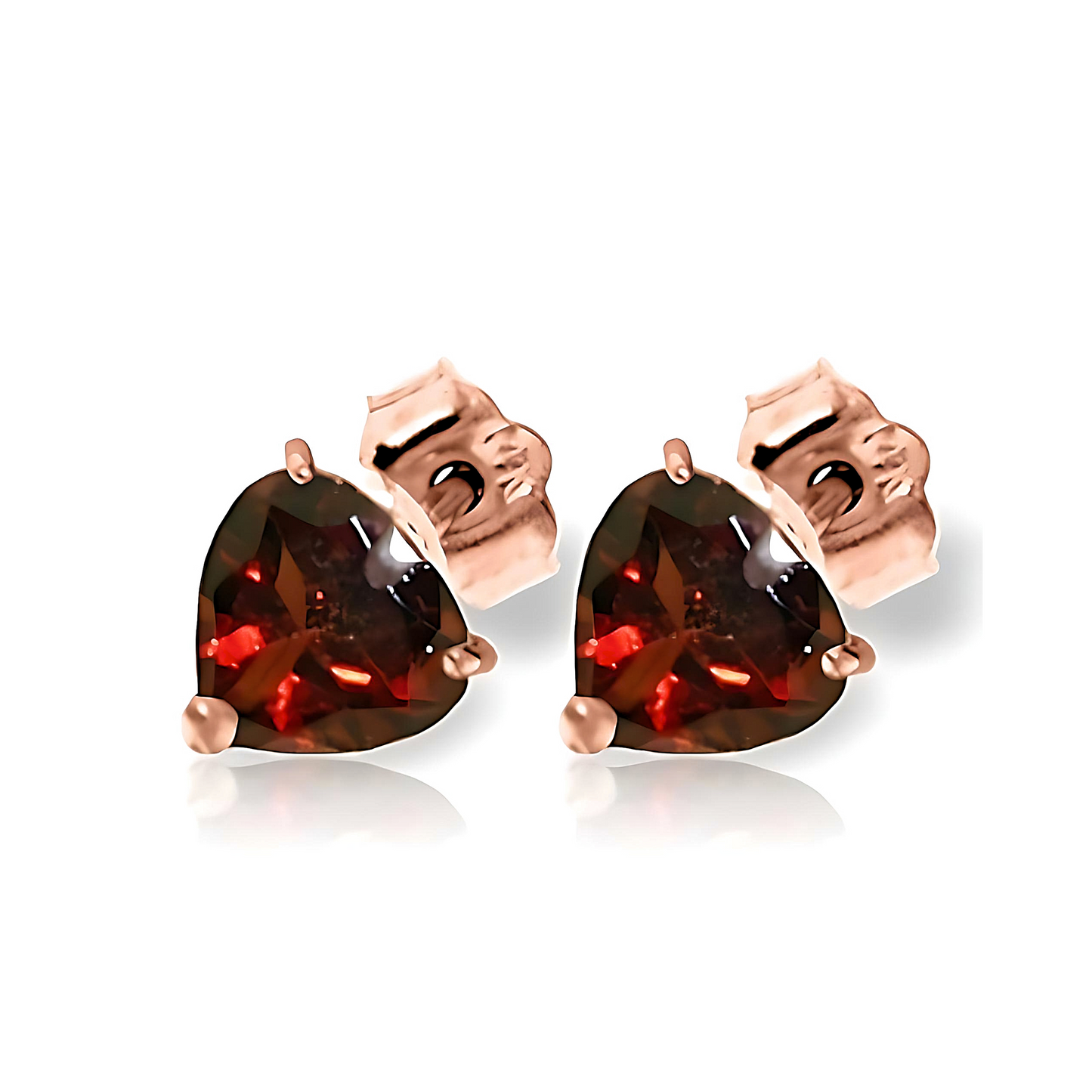 Gold Stud Earrings Garnets