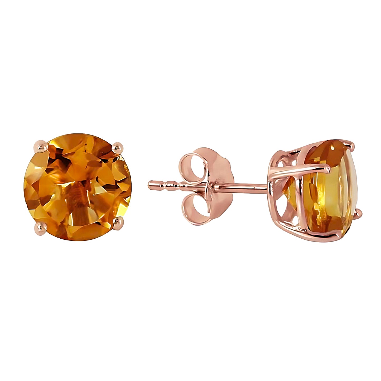 3.1 Carat 14K Stud Earrings Citrines