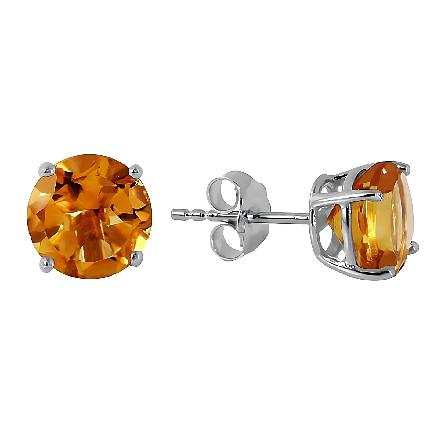 3.1 Carat 14K Stud Earrings Citrines