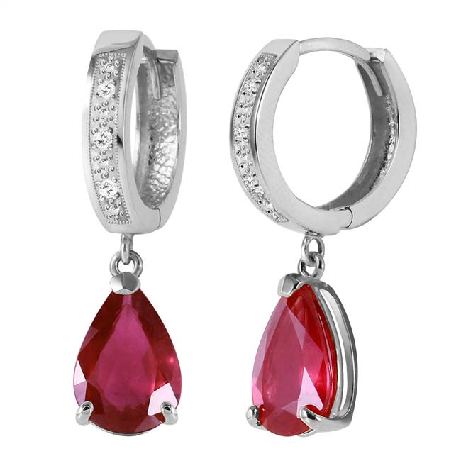 Gold Hoop Earrings Diamond Rubies