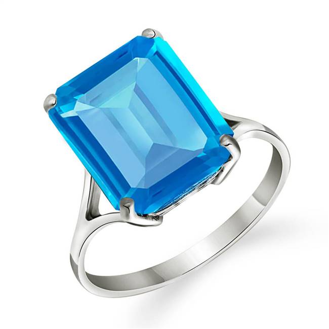 Gold Ring Natural Octagon Blue Topaz