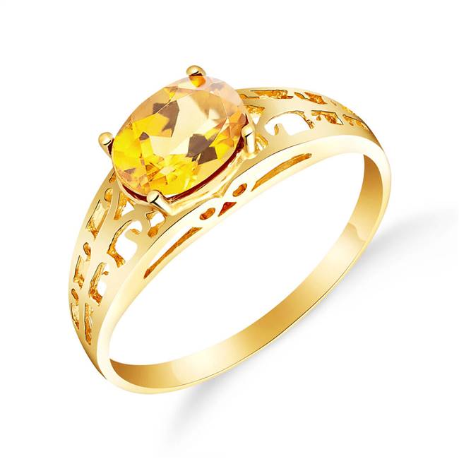 Solid Gold Filigree Ring Natural Citrine