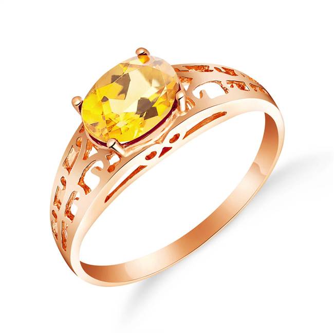 Solid Gold Filigree Ring Natural Citrine