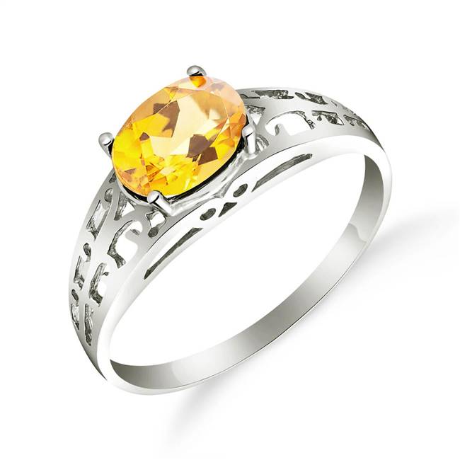 Solid Gold Filigree Ring Natural Citrine