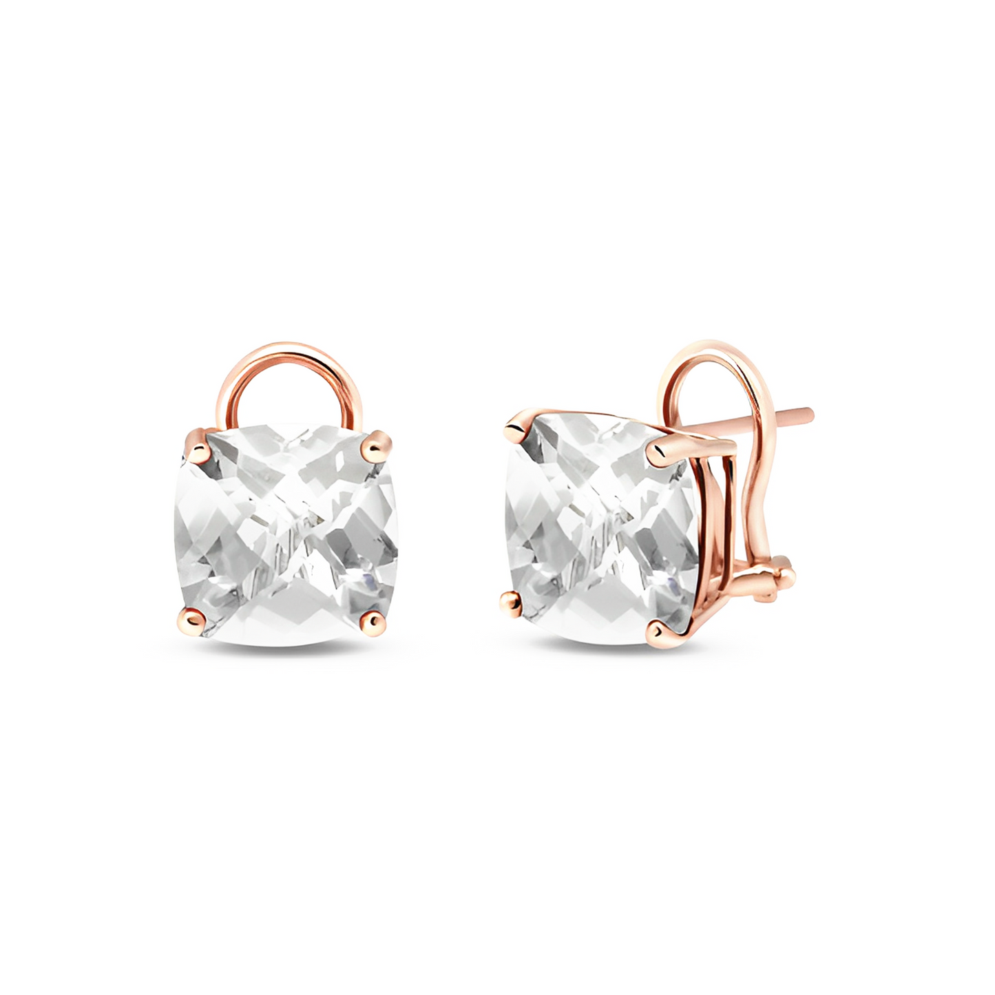Gold Clip Earrings White Topaz