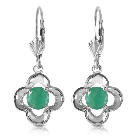 Gold Leverback Earrings Emeralds