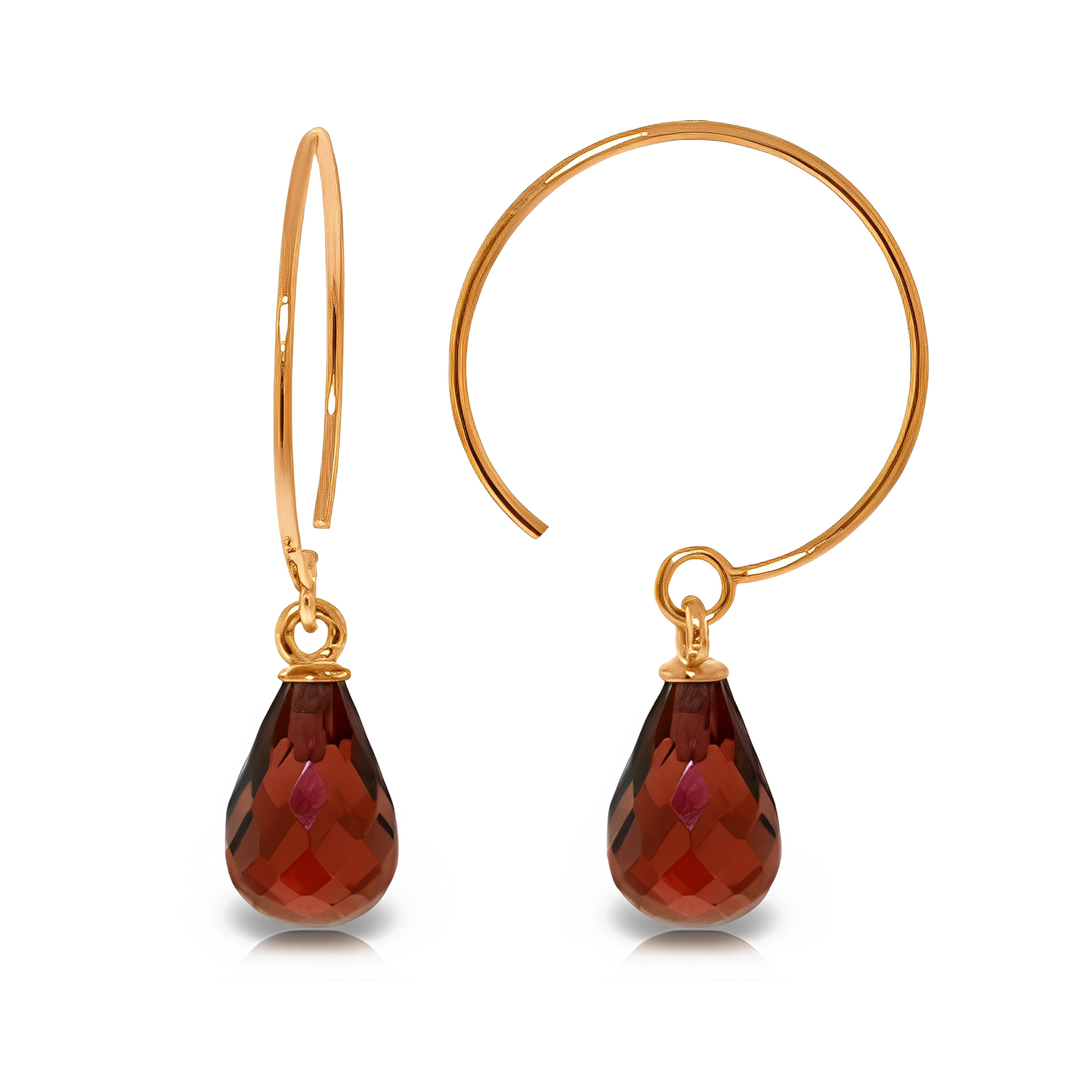 Circle Wire Earrings Garnets