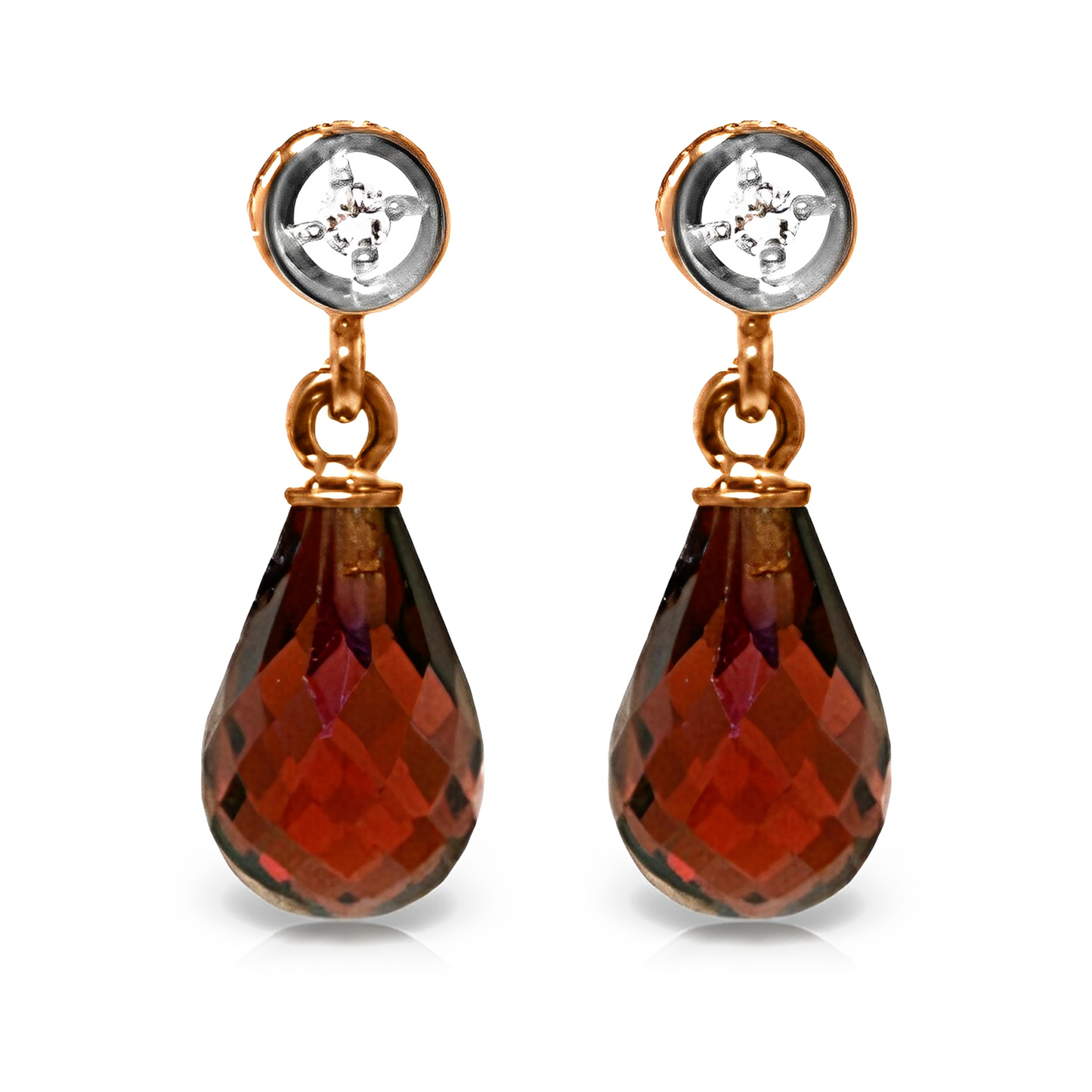 Gold Earrings Diamond Garnets