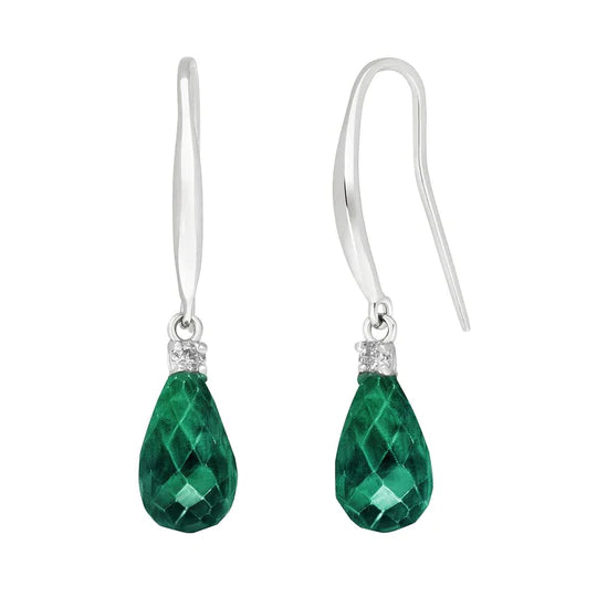 Gold Fishhook Earrings Diamond Emeralds