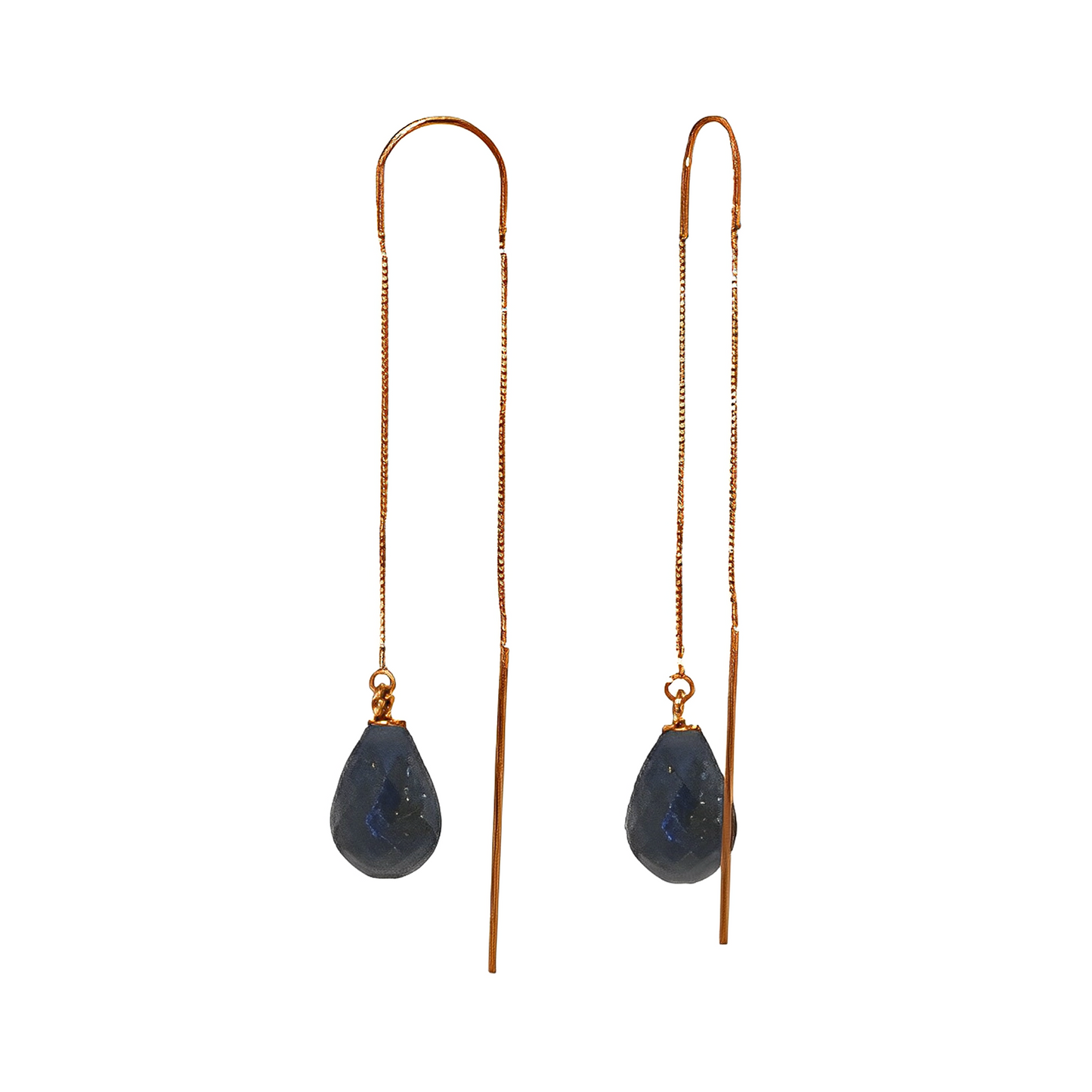 Threaded Dangles Earrings Sapphire