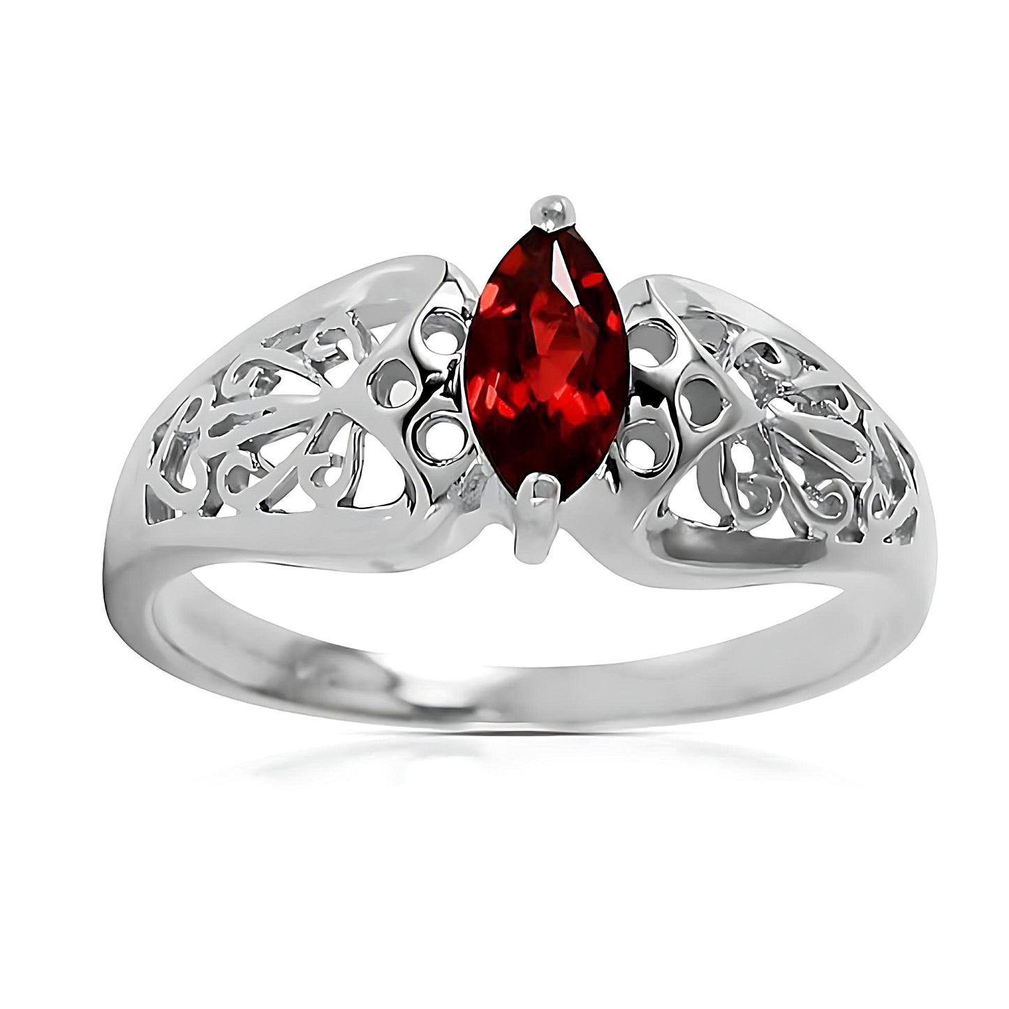Filigree Ring Natural Garnet