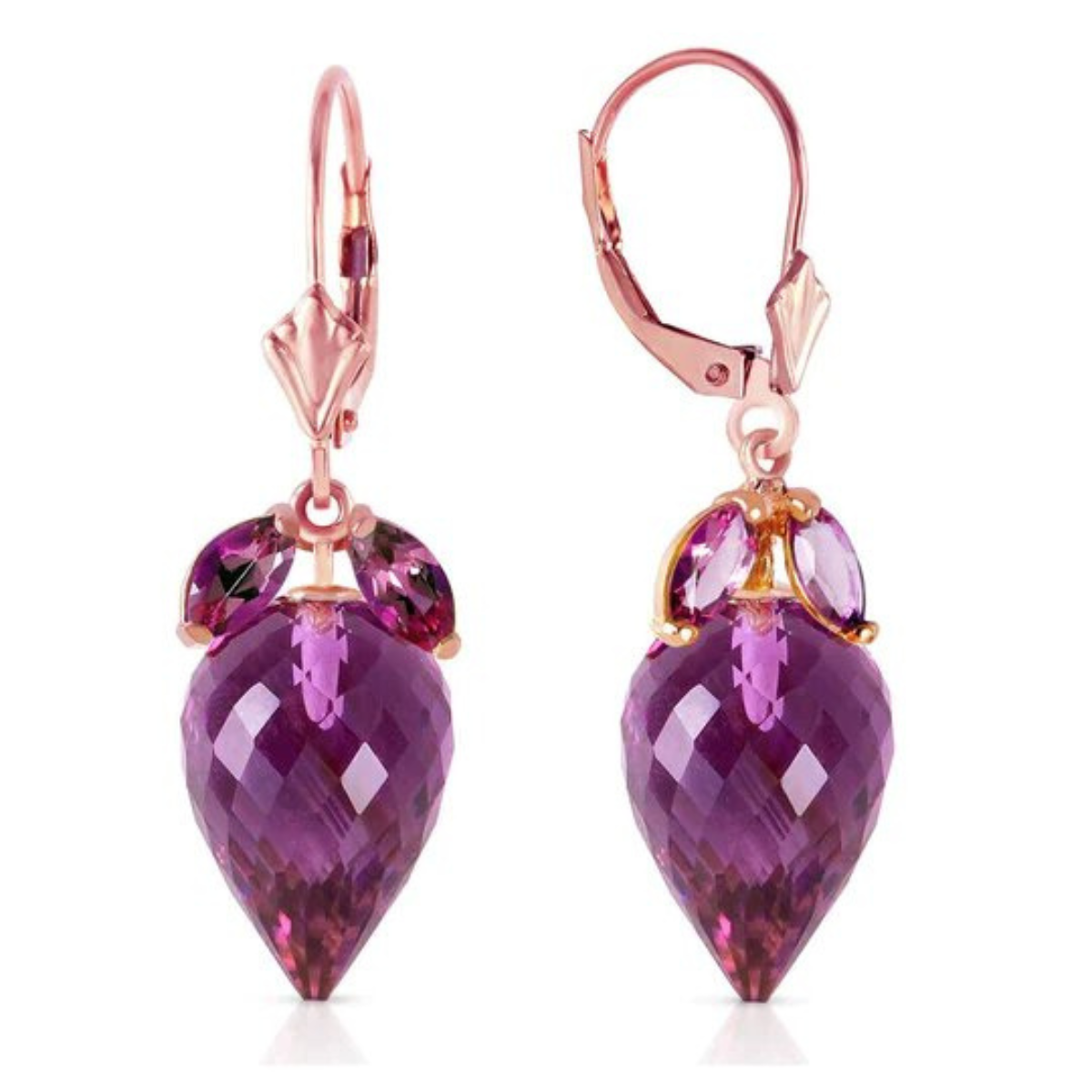 Earrings Pointy Briolette Amethyst