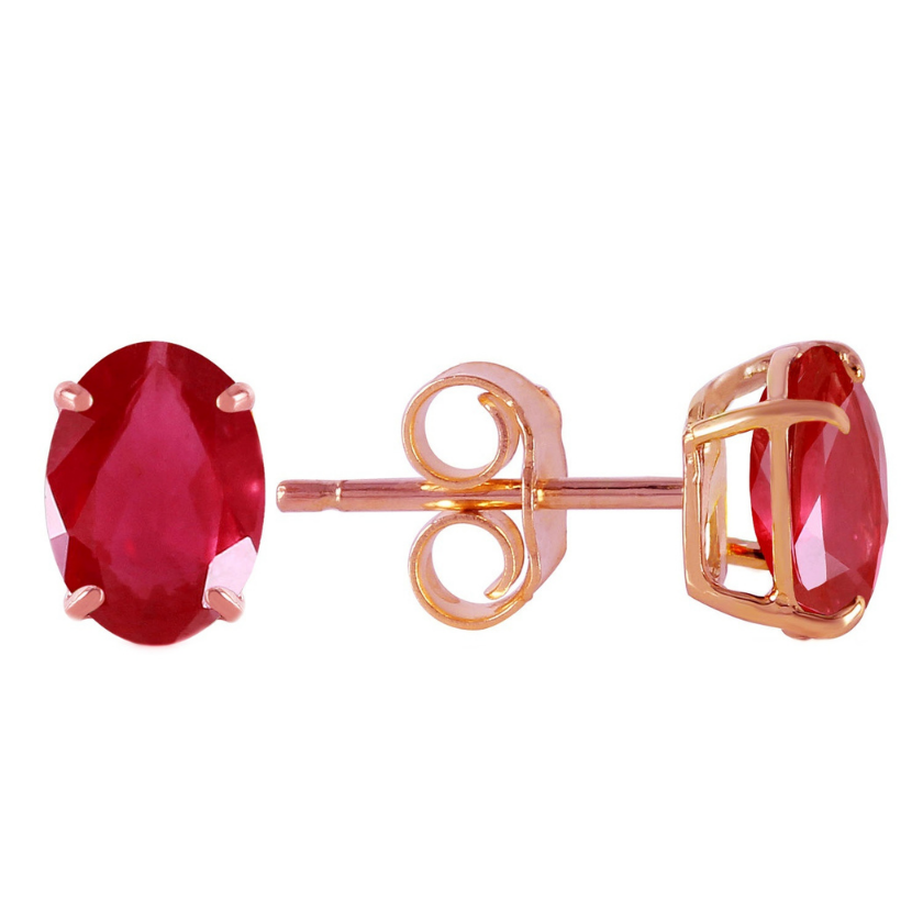 Stud Earrings Natural Ruby