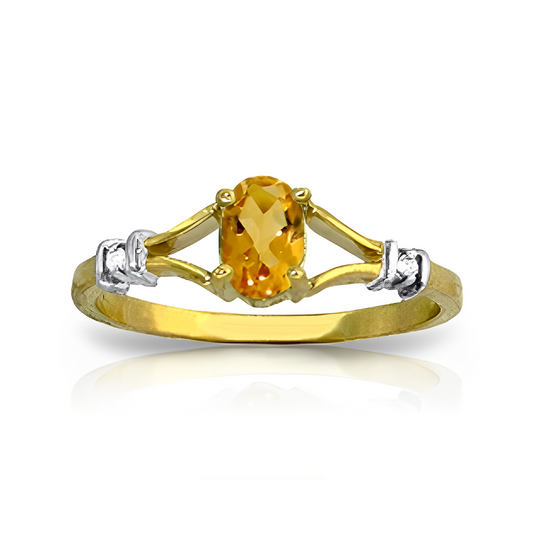 Gold Ring Natural Diamond Citrine