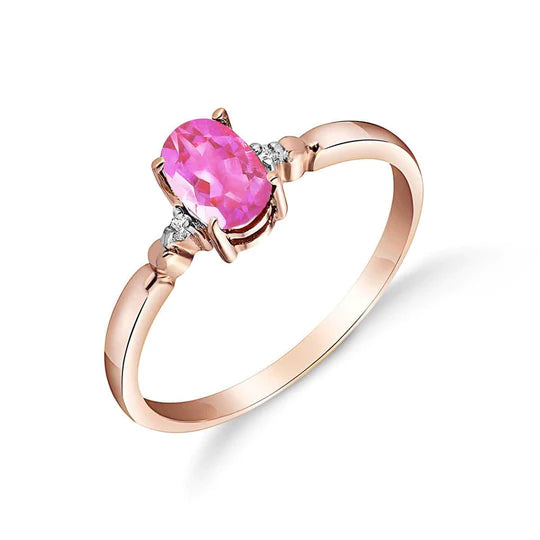Gold Ring Diamond Pink Topaz