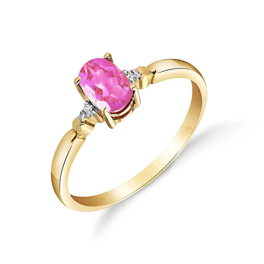 Gold Ring Diamond Pink Topaz