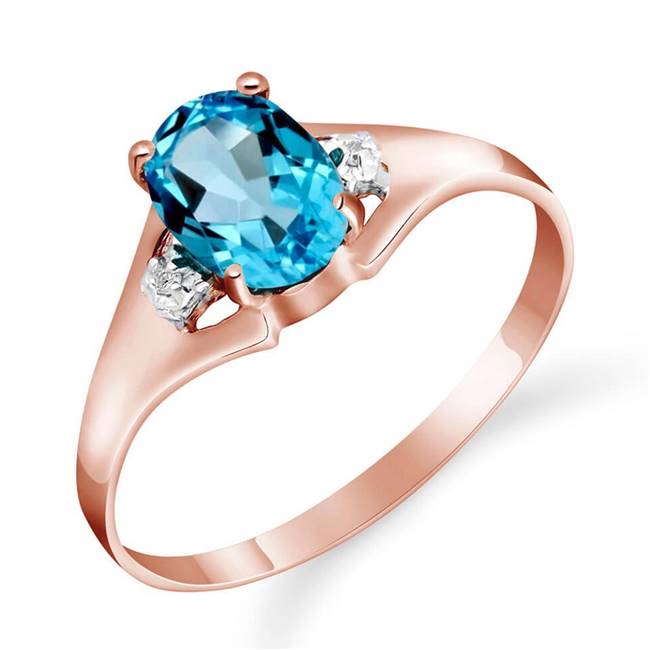 White Gold Ring Diamond Blue Topaz