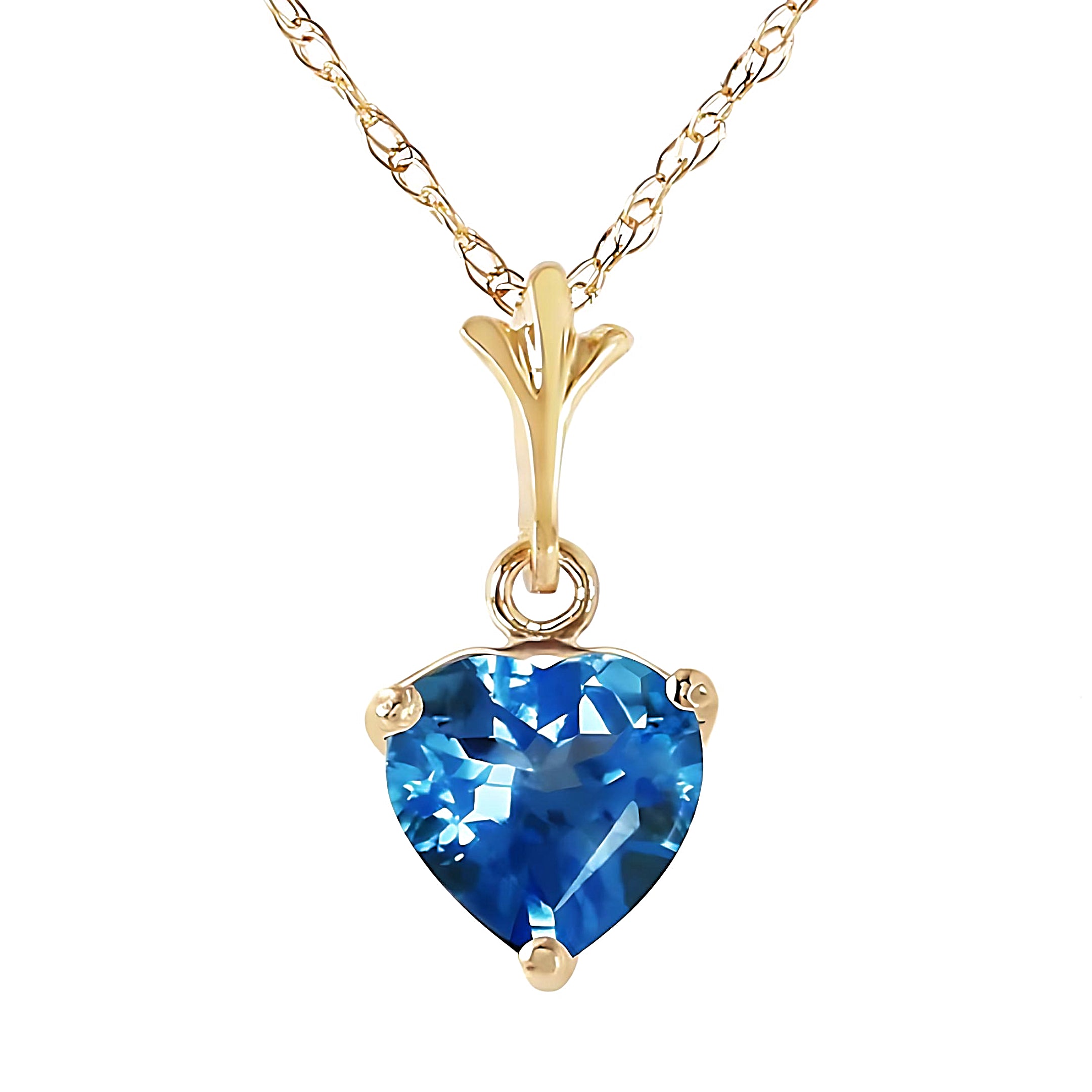 Gold Necklace Blue Topaz