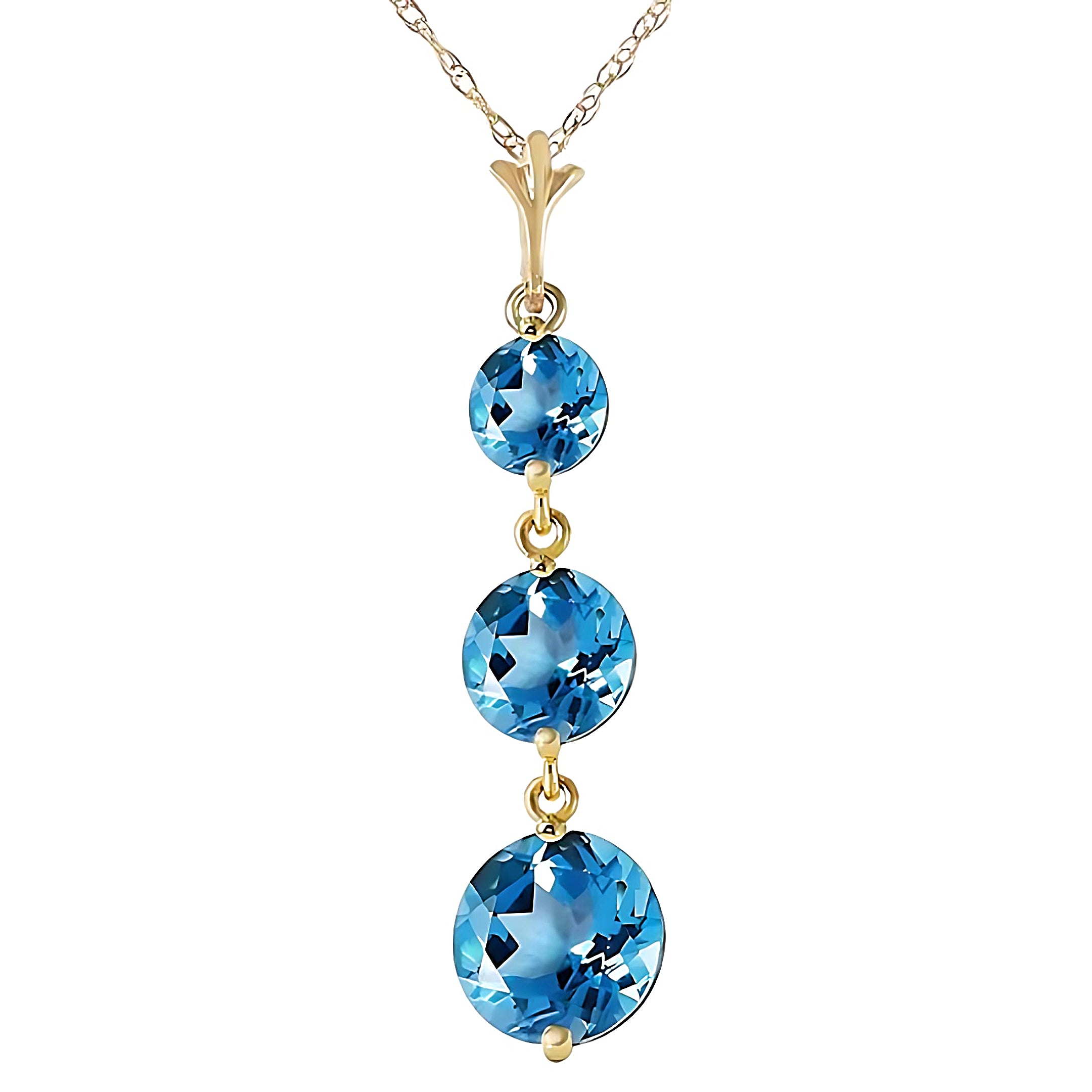 Gold Necklace Blue Topaz