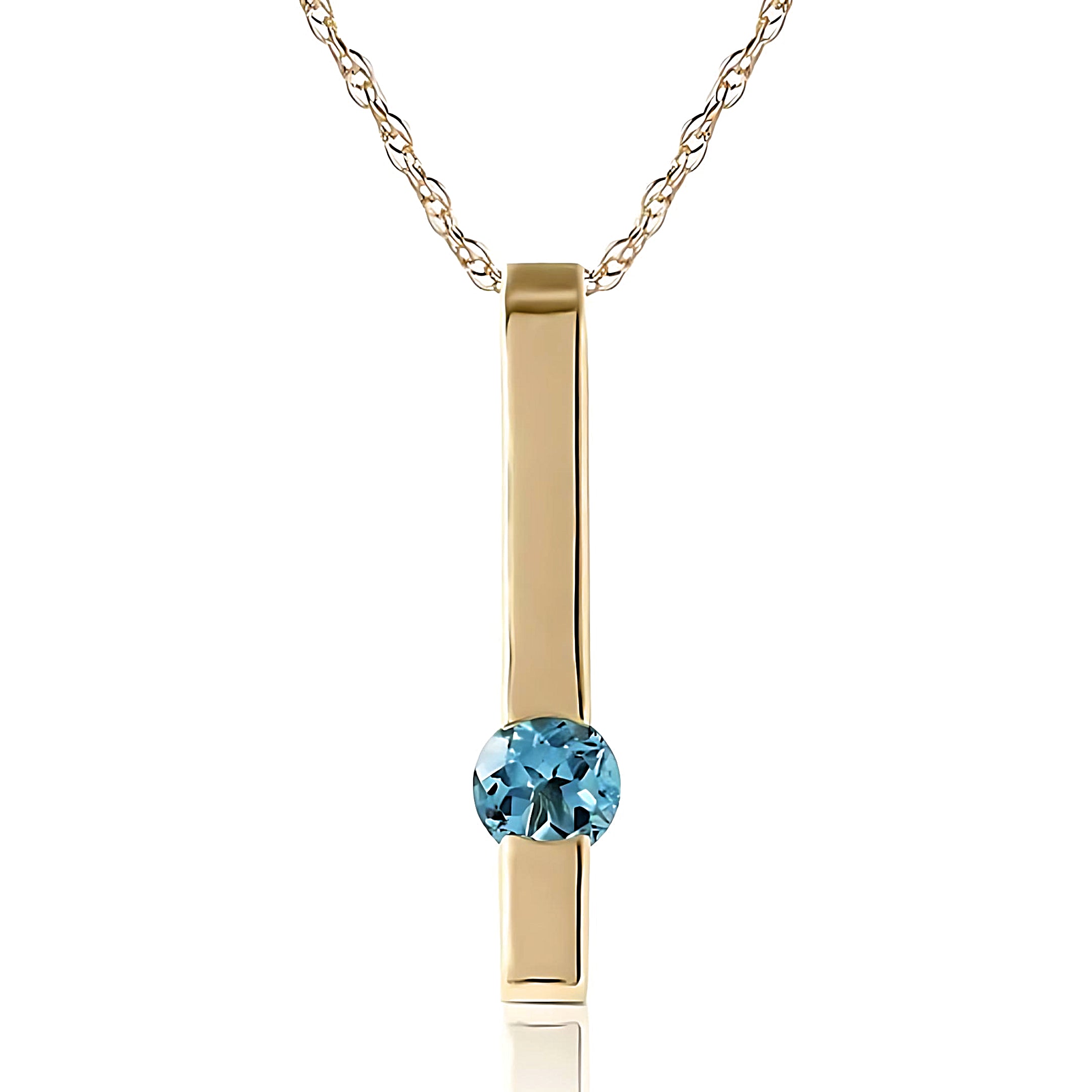 Gold Necklace Blue Topaz