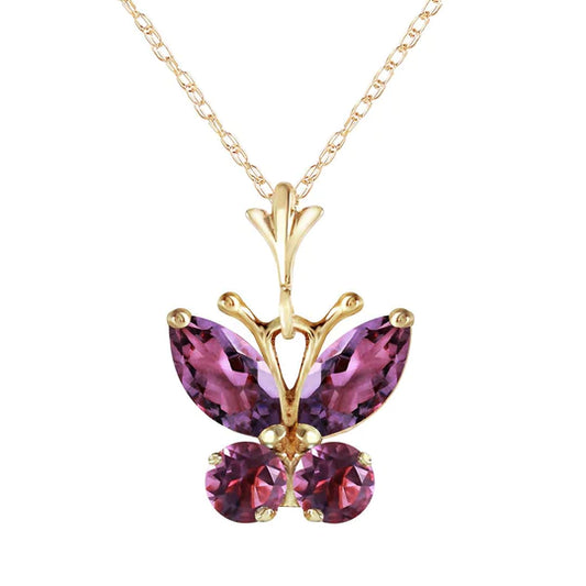 Gold Butterfly Necklace Purple Amethyst
