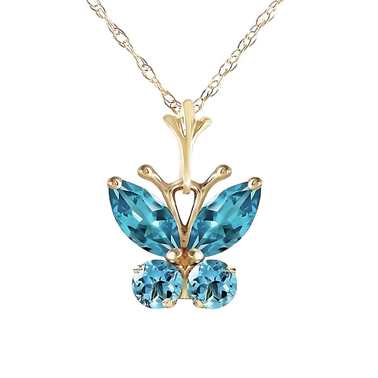 Gold Butterfly Necklace Blue Topaz