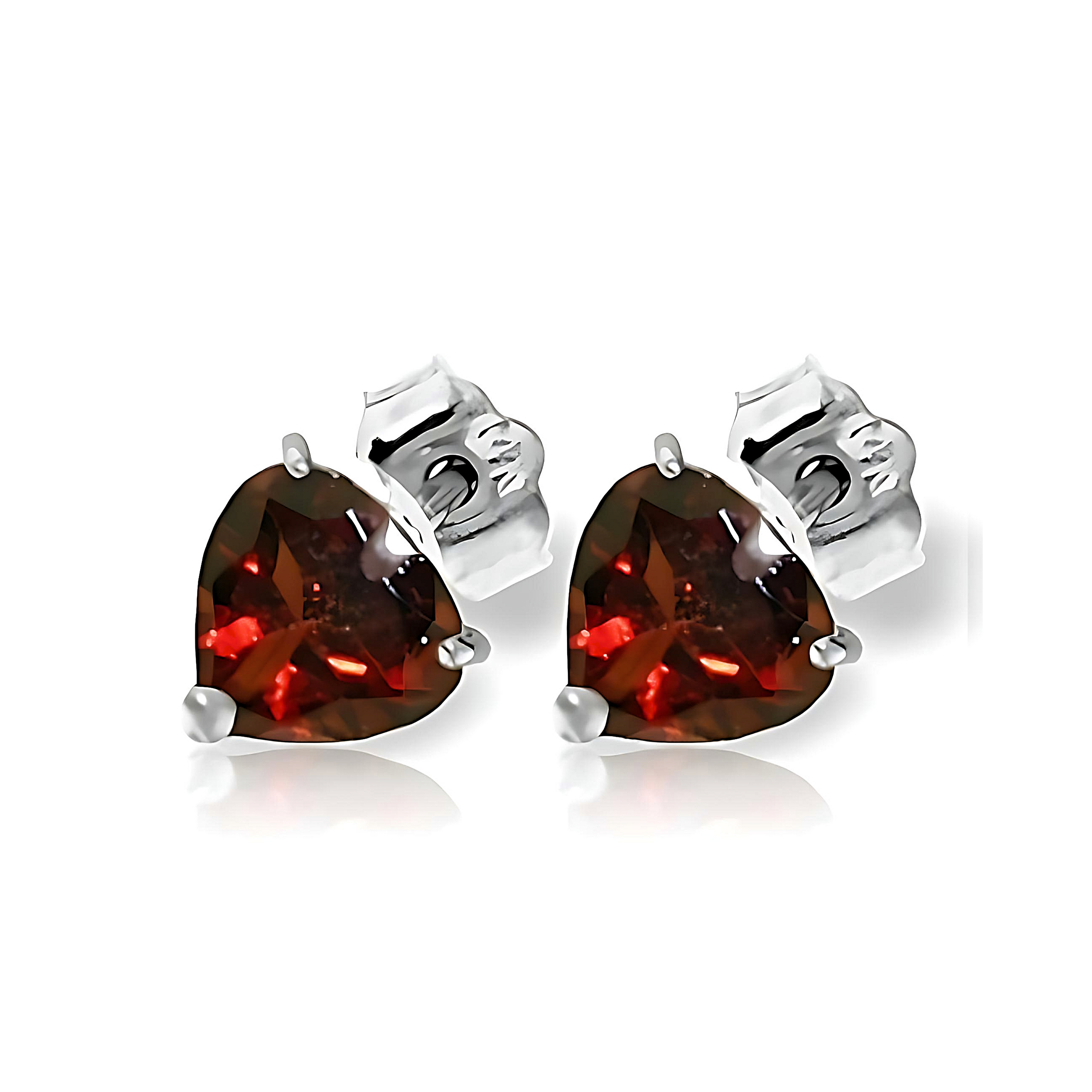 Gold Stud Earrings Garnets