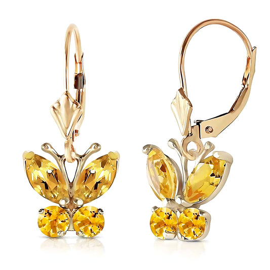 Gold Butterfly Earrings Citrines