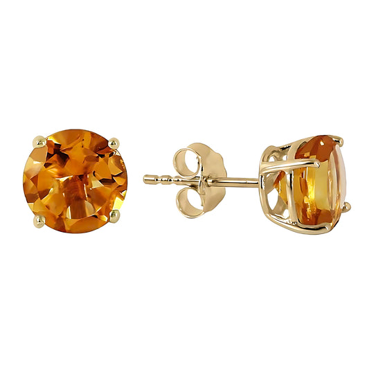 3.1 Carat 14K Stud Earrings Citrines