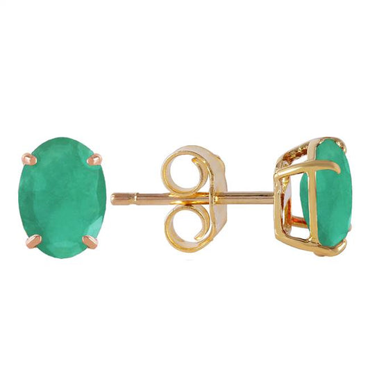 Stud Earrings Natural Emerald