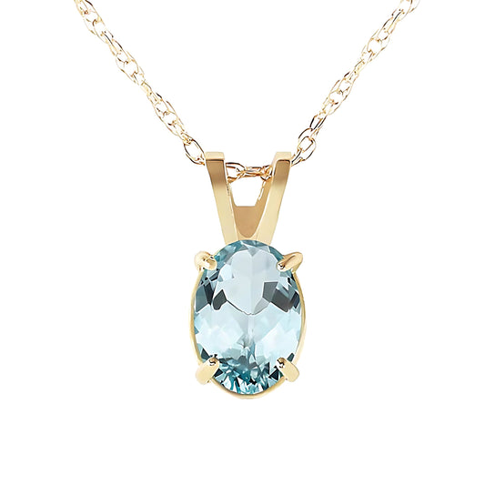 Gold Necklace Aquamarine