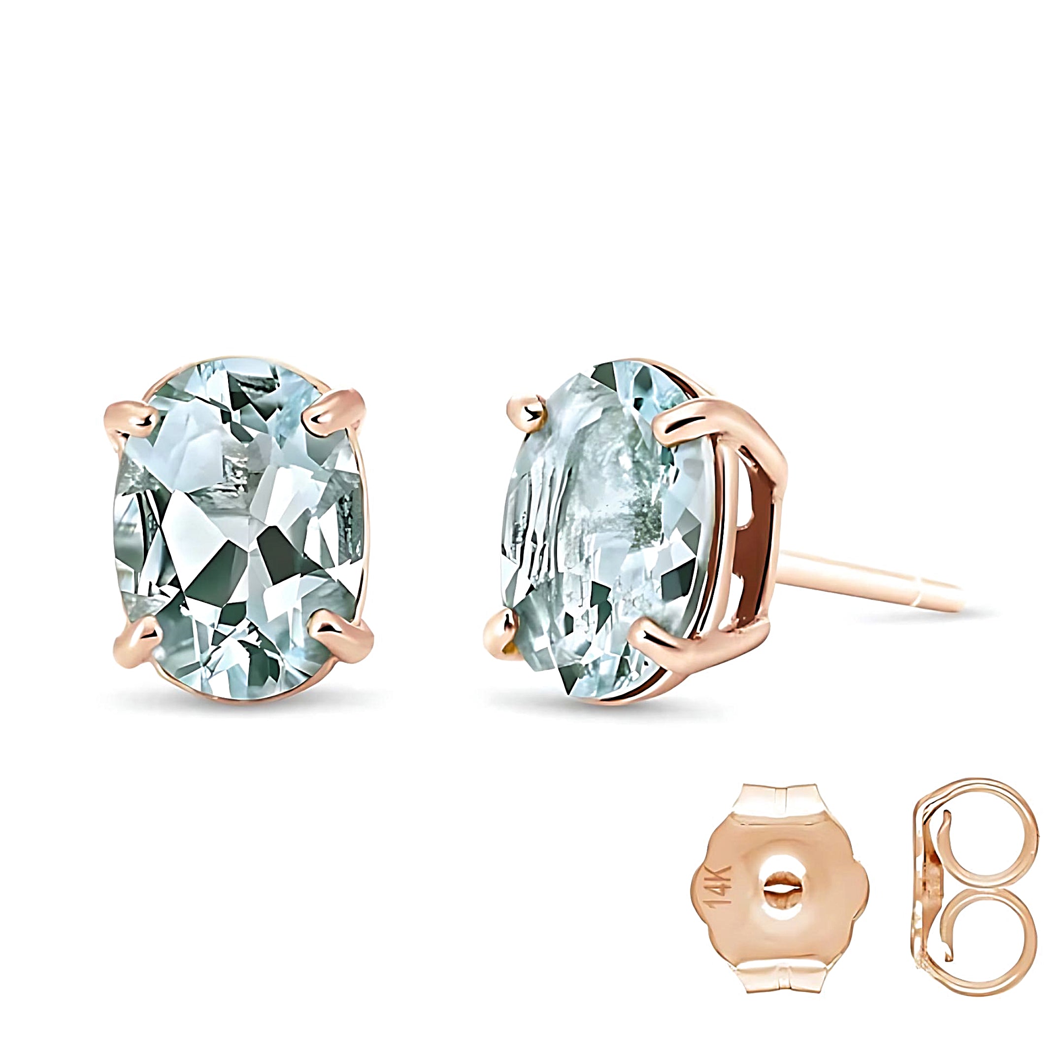 Gold Stud Earrings Aquamarines