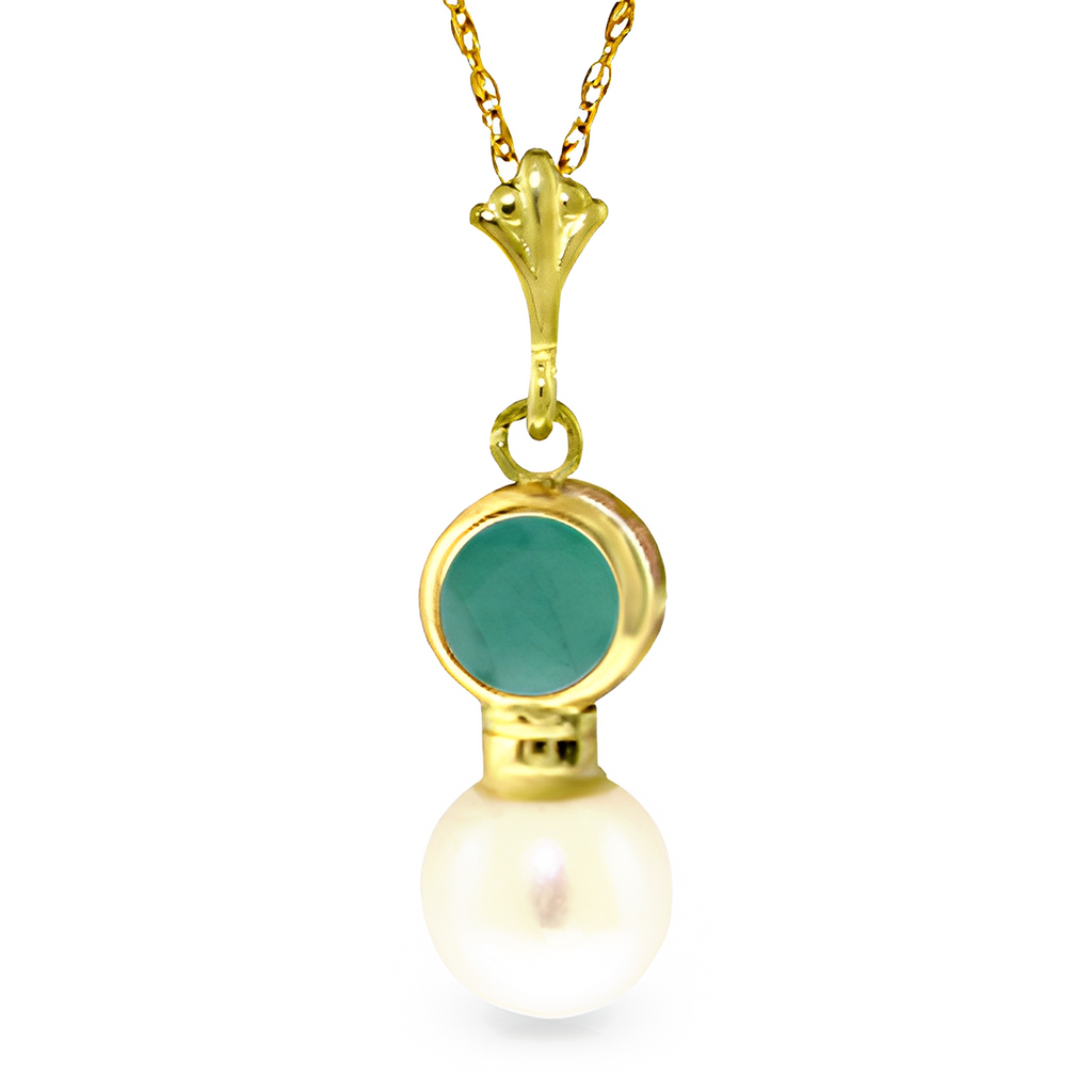 Gold Necklace Emerald Pearrings