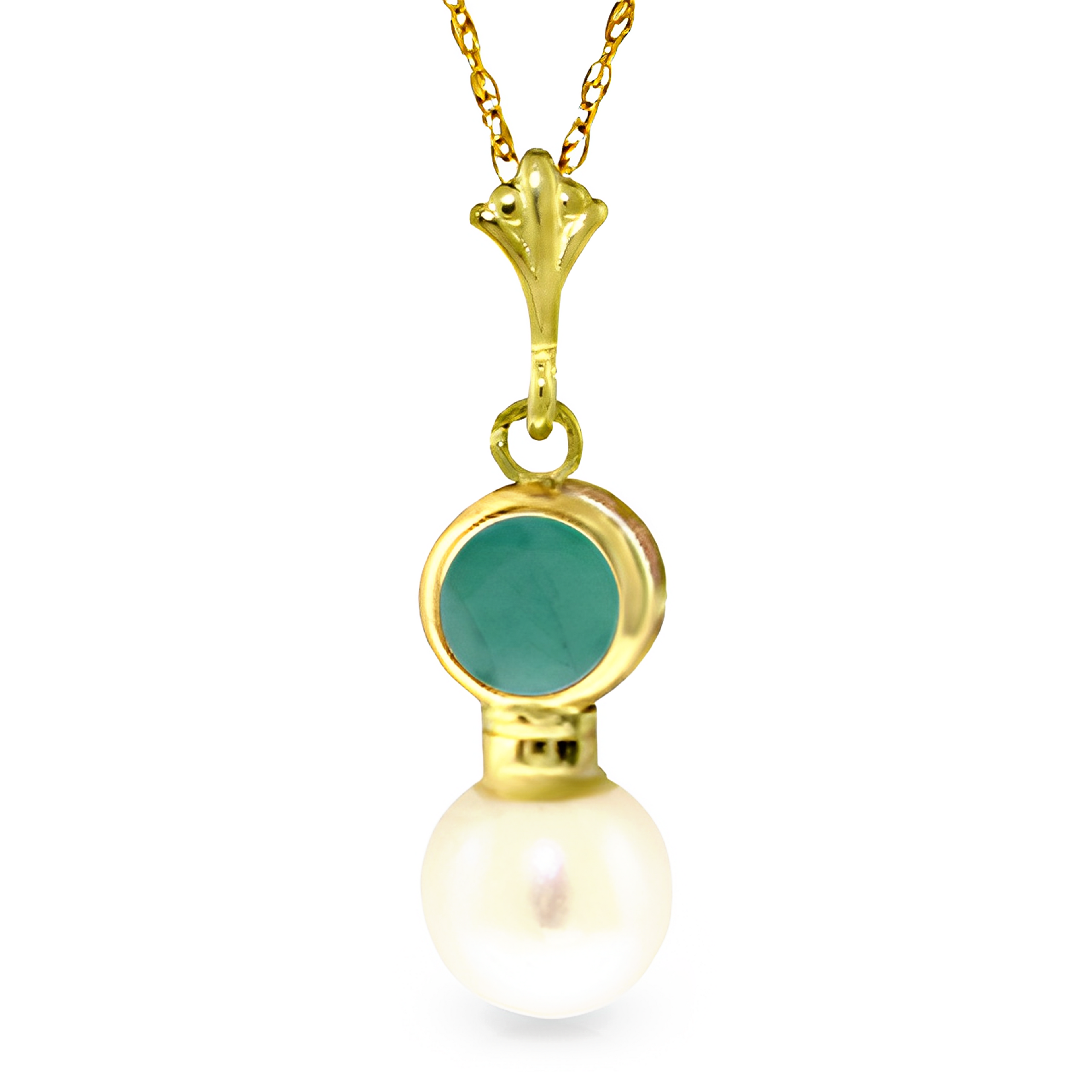 Gold Necklace Emerald Pearrings