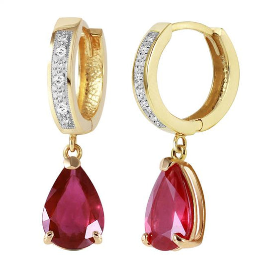 Gold Hoop Earrings Diamond Rubies