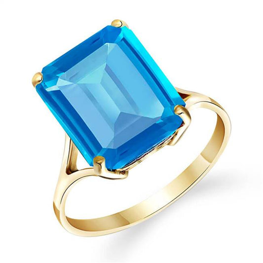 Gold Ring Natural Octagon Blue Topaz