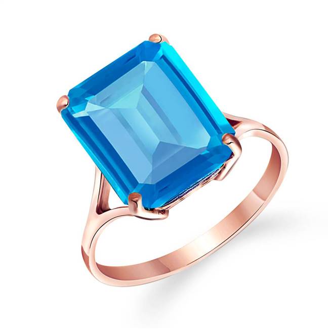 Gold Ring Natural Octagon Blue Topaz