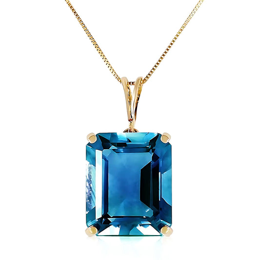 Gold Necklace Octagon Blue Topaz