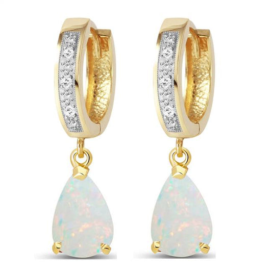 Hoop Earrings Diamond Opal
