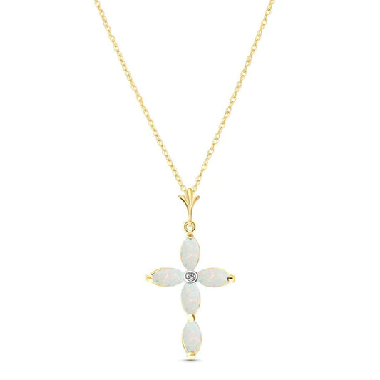 Gold Necklace Diamond Opals