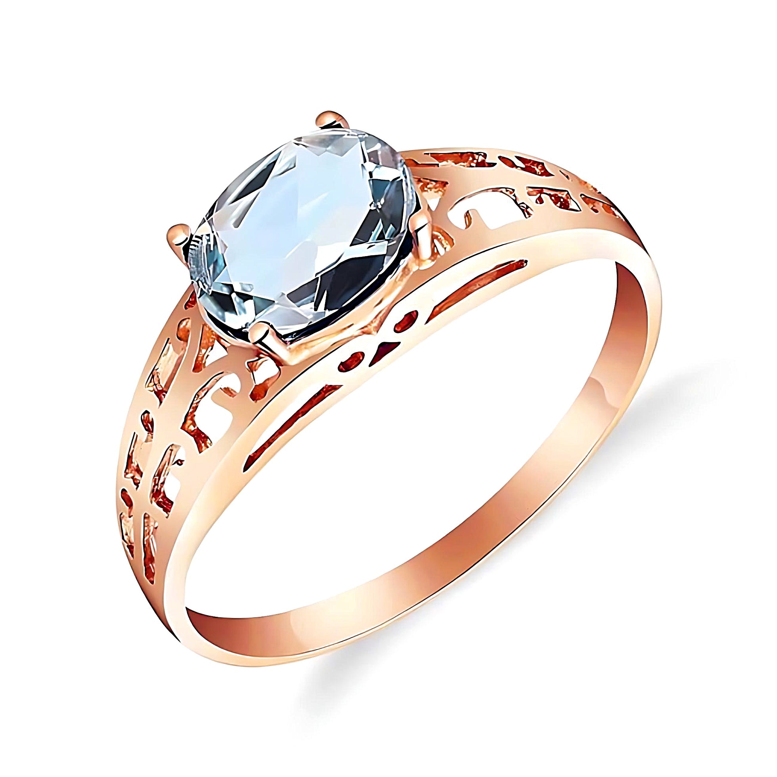 Filigree Ring Natural Aquamarine