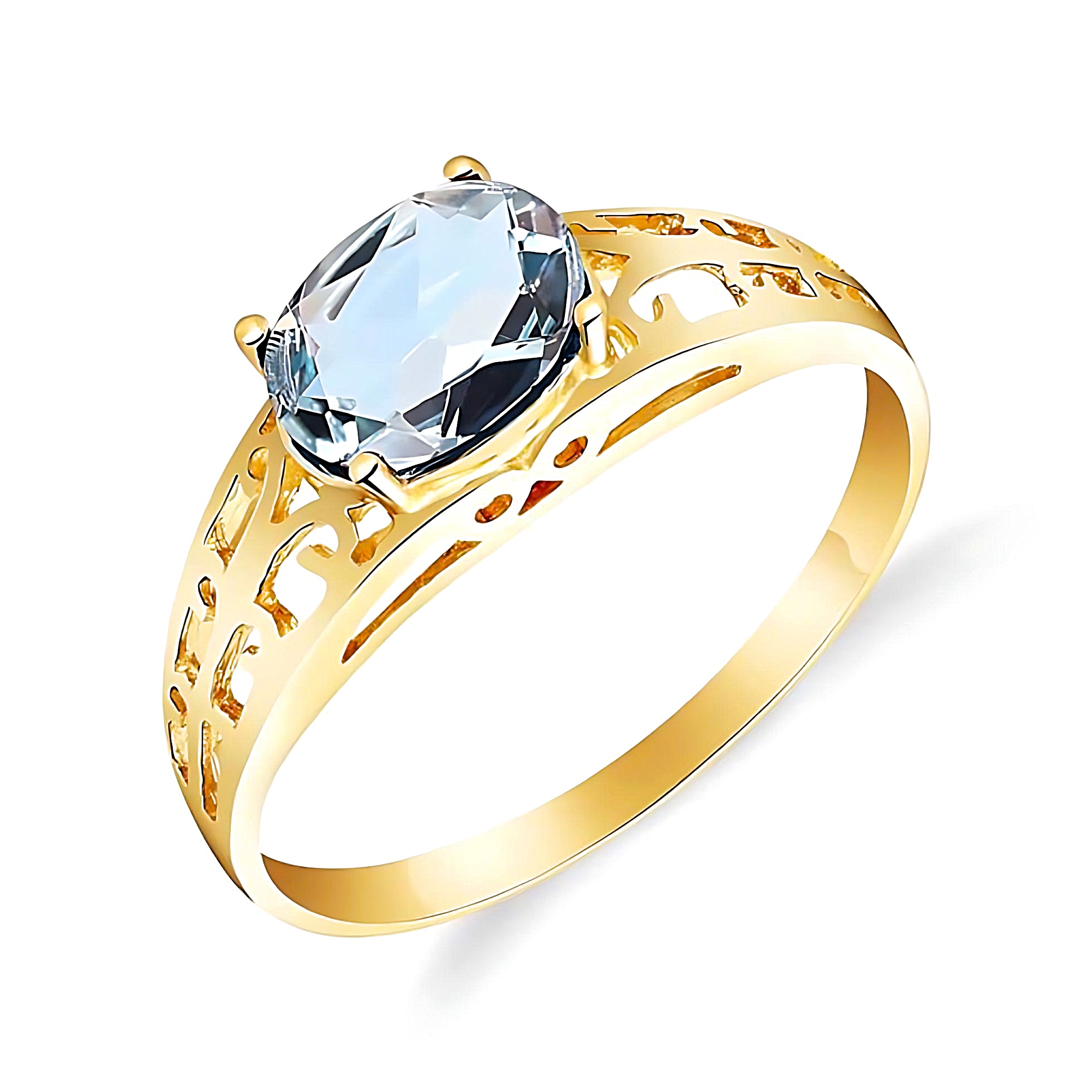 Filigree Ring Natural Aquamarine