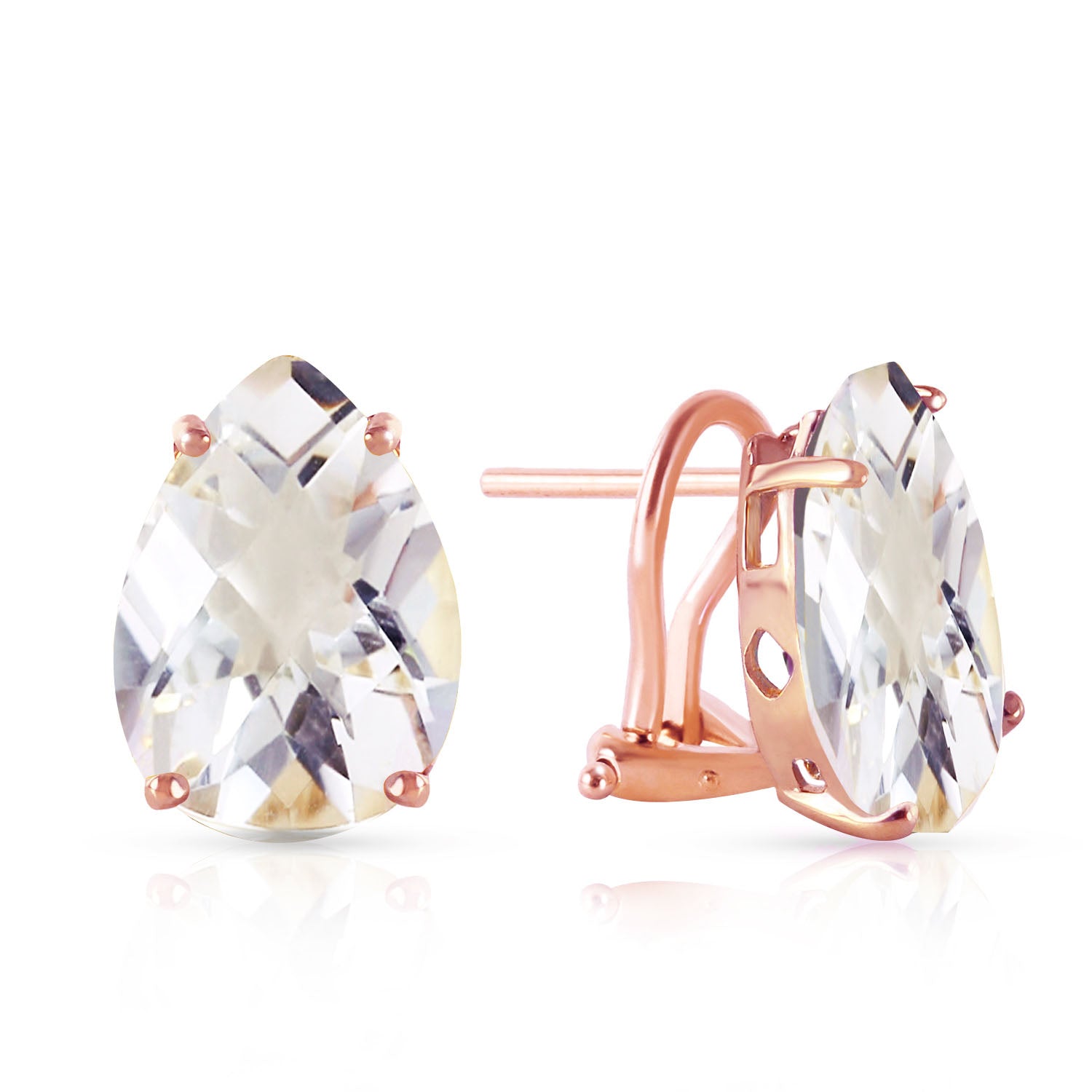 French Clips Earrings Natural White Topaz