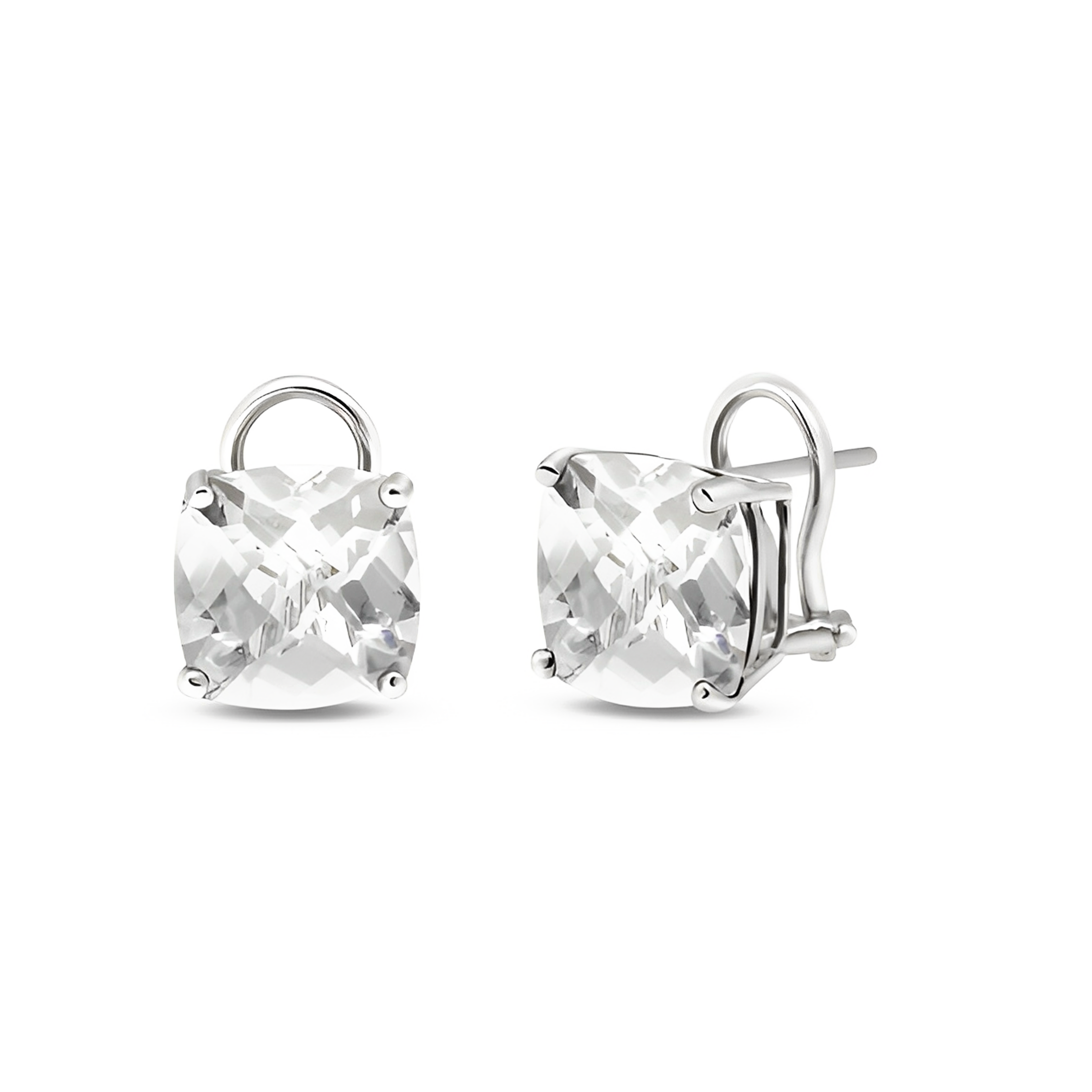 Gold Clip Earrings White Topaz