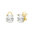 Gold Clip Earrings White Topaz