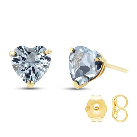 Gold Stud Earrings Aquamarines